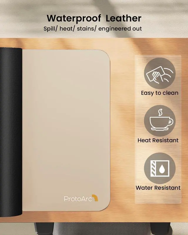 Alt view image 6 of 7 - ProtoArc MP10 Leather Desk Mat, Large Mouse Pad- 31.5×15.8 inch, Non-Slip PU Leather Desk Pad Protector, Premium Desktop Mat for Computer, Keyboard and Mouse, Milk Tea