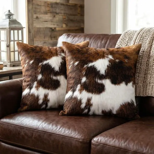 Alt view image 2 of 7 - TOMWISH Pack of 2 Christmas Cowhide Printing Western 18x18 Pillow Cover | Throw Pillow Covers Decorative Throw Pillows Cushion Covers for Home Living Room Sofa Bedroom Decor