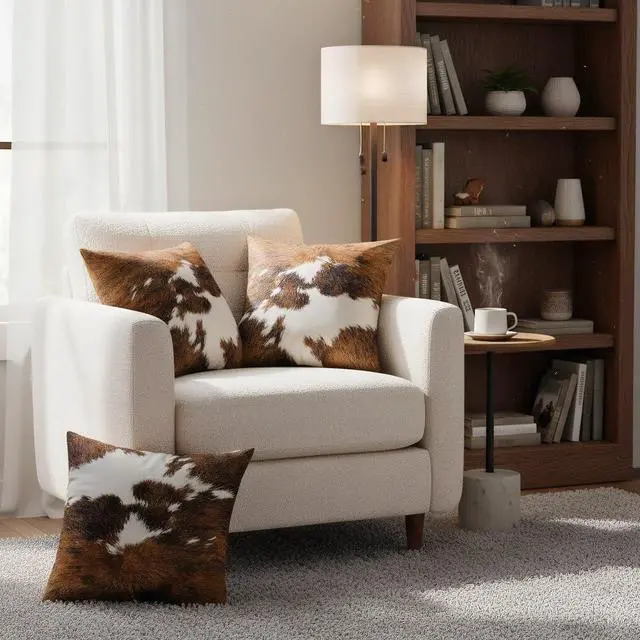 Alt view image 6 of 7 - TOMWISH Pack of 2 Christmas Cowhide Printing Western 18x18 Pillow Cover | Throw Pillow Covers Decorative Throw Pillows Cushion Covers for Home Living Room Sofa Bedroom Decor