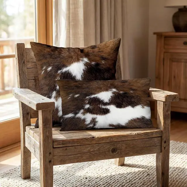 Alt view image 7 of 7 - TOMWISH Pack of 2 Christmas Cowhide Printing Western 18x18 Pillow Cover | Throw Pillow Covers Decorative Throw Pillows Cushion Covers for Home Living Room Sofa Bedroom Decor