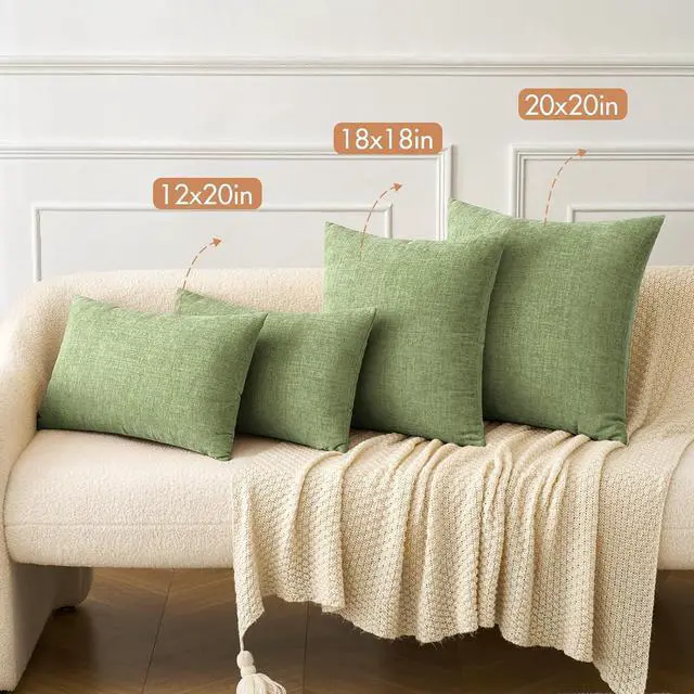 Alt view image 4 of 6 - MIULEE Soft Chenille Throw Pillow Covers Sage Green 18x18 Inch Pack of 2 | Modern Home Decor, Classic Decorative Pillows, Solid Dyed Cases, Boho Couch Cushion Covers for Sofa Bed Living Room