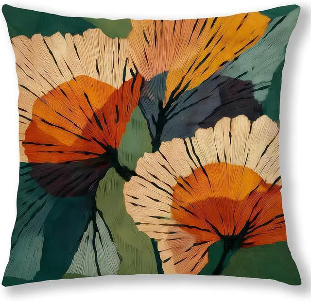Main image of Abstract Botanical Art Floral Pillow Covers 18x18, Mid Century Modern Terracotta and Orange Flower Decorative Throw Pillow Covers Pillowcases for Living Room Home Bedroom