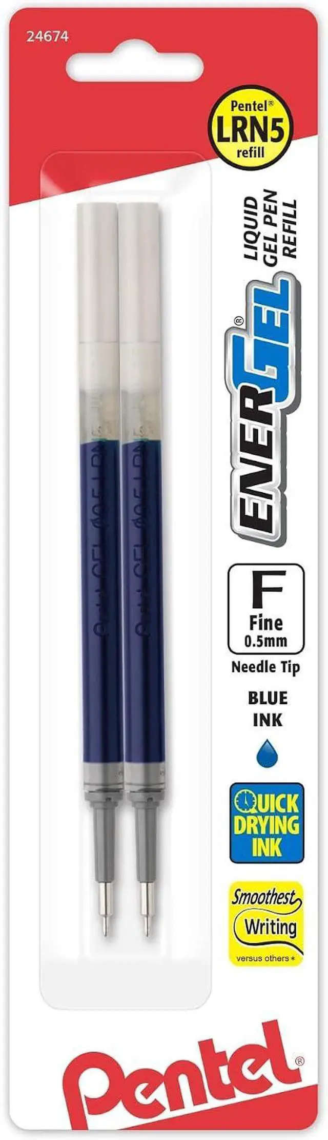 Main image of Pentel Refill Ink, For ENER-GEL & Lancelot Gel Pen, 0.5mm Needle Tip, Fine, Blue Ink, Pack of 2 (LRN5BP2C)