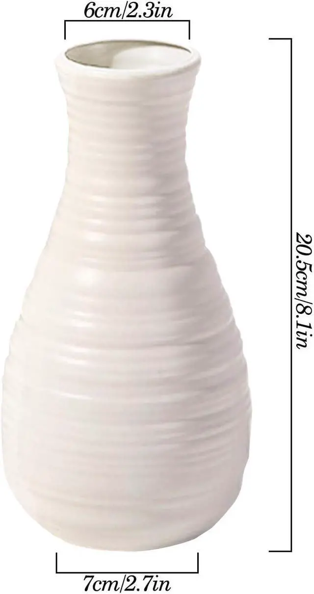 Alt view image 2 of 7 - Unbreakable Vase for Flowers, Ceramic Look Plastic Vase for Home Decor, Living Room, Table (Seashell White)
