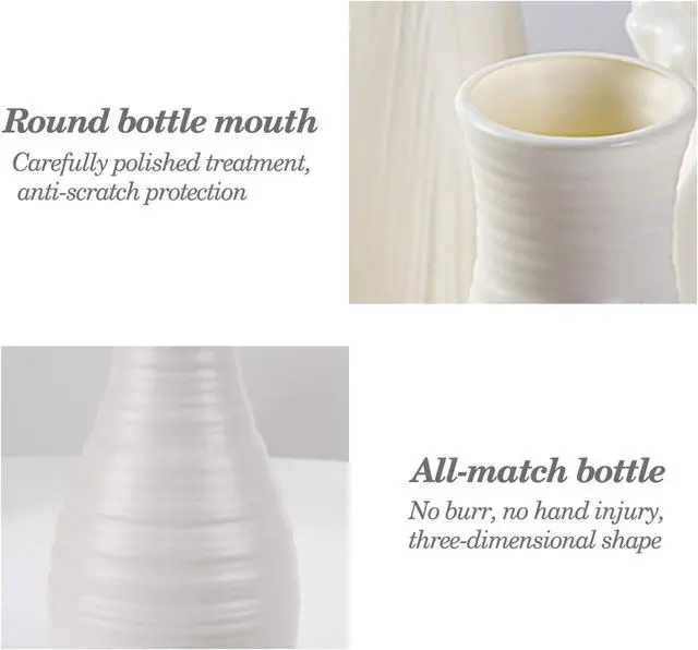 Alt view image 3 of 7 - Unbreakable Vase for Flowers, Ceramic Look Plastic Vase for Home Decor, Living Room, Table (Seashell White)