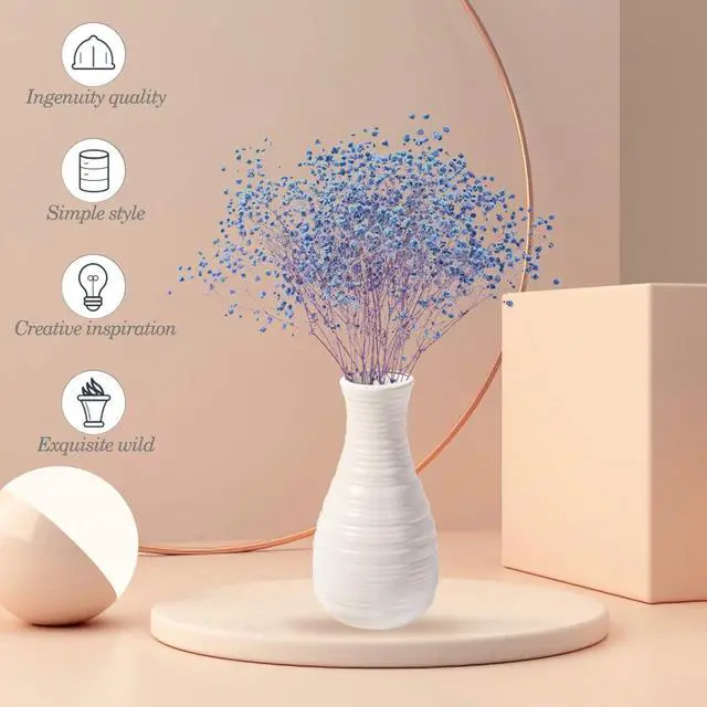 Alt view image 6 of 7 - Unbreakable Vase for Flowers, Ceramic Look Plastic Vase for Home Decor, Living Room, Table (Seashell White)