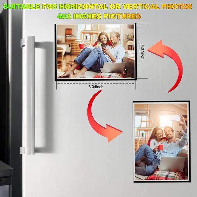 Alt view image 2 of 7 - CHUNNIAO Black Magnetic Picture Frame 4X6 for Refrigerator,Photo Magnets Sleeves