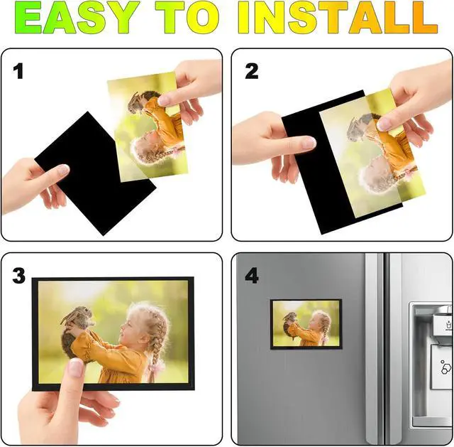 Alt view image 4 of 7 - CHUNNIAO Black Magnetic Picture Frame 4X6 for Refrigerator,Photo Magnets Sleeves