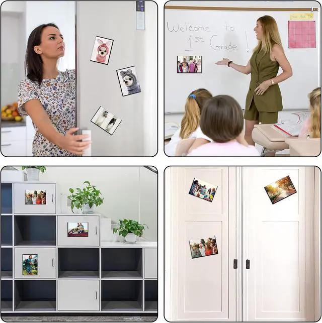 Alt view image 6 of 7 - CHUNNIAO Black Magnetic Picture Frame 4X6 for Refrigerator,Photo Magnets Sleeves