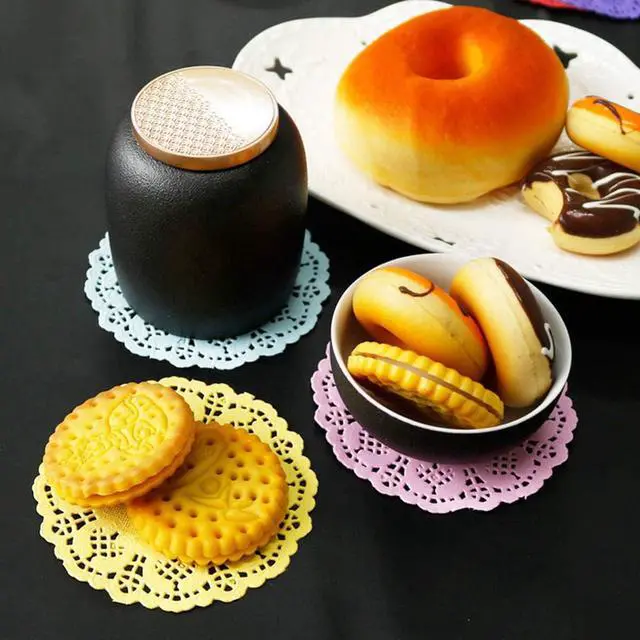 Alt view image 3 of 7 - CCINEE 100 Pieces Assorted Colors Floral Round Paper Doilies for Cakes, Desserts, Baked Treat Display, Ideal for Weddings, Formal Event Decoration, Tableware Decor Placemats 4.5 Inches in Diameter