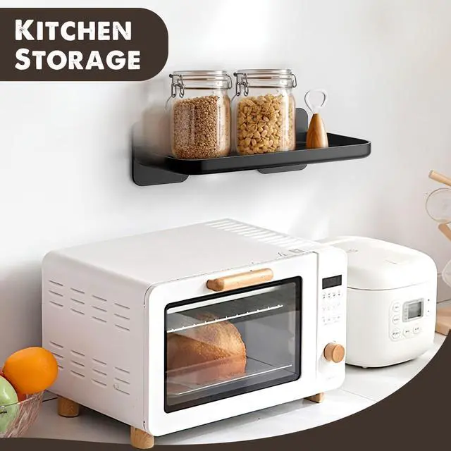 Alt view image 4 of 6 - HINIHAO 2pc Wall Mounted Floating Shelf, Self Adhesive Small Shelf | No Drill Shelves for Wall, Floating Shelves Damage-Free Expand Walls Space for Living Room Kitchen Bathroom