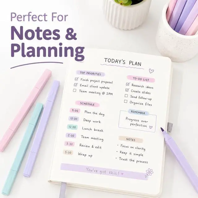 Alt view image 5 of 7 - Pastel Highlighters, 12 Pcs Aesthetic No Bleed Bible Highlighters Set | Dual Tip Highlighter Set with Chisel and Fine Tips, for Journaling, Bible Study, Planner, Note Taking, School and Office