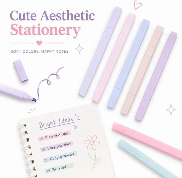 Alt view image 6 of 7 - Pastel Highlighters, 12 Pcs Aesthetic No Bleed Bible Highlighters Set | Dual Tip Highlighter Set with Chisel and Fine Tips, for Journaling, Bible Study, Planner, Note Taking, School and Office