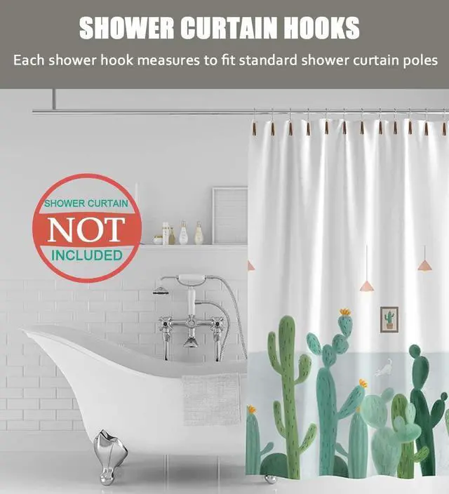Alt view image 2 of 5 - Shower Curtain Hooks Rings, 304 Stainless Steel Shower Curtain Rust Resistant Hooks for Bathroom Shower Rods Set of 12 (Brown)