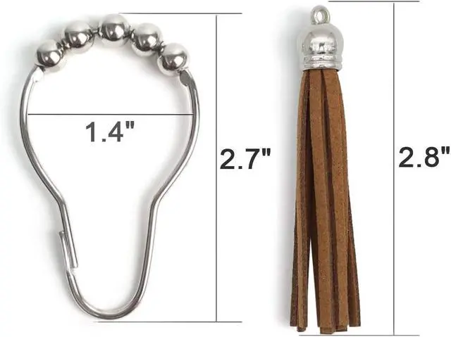 Alt view image 4 of 5 - Shower Curtain Hooks Rings, 304 Stainless Steel Shower Curtain Rust Resistant Hooks for Bathroom Shower Rods Set of 12 (Brown)