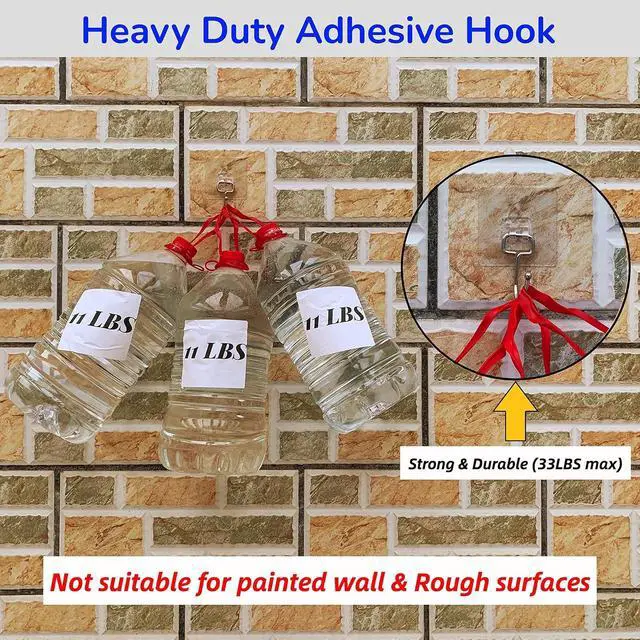 Alt view image 3 of 7 - Large Adhesive Hooks, 8-Pack Sticky Hangers for Hanging Heavy Duty, Transparent Waterproof Oil-Proof and Rustproof, Towel and Coats Hooks for Bathroom,Kitchen Home and Office