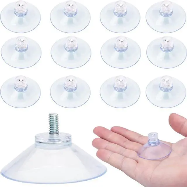 Main image of AccEncyc 40 mm Glass Suction Pads Clear PVC Sucker Pads Suction Holder Without Hooks for Bathroom Wall Door Glass Window Car Shade (Clear, 12pcs)