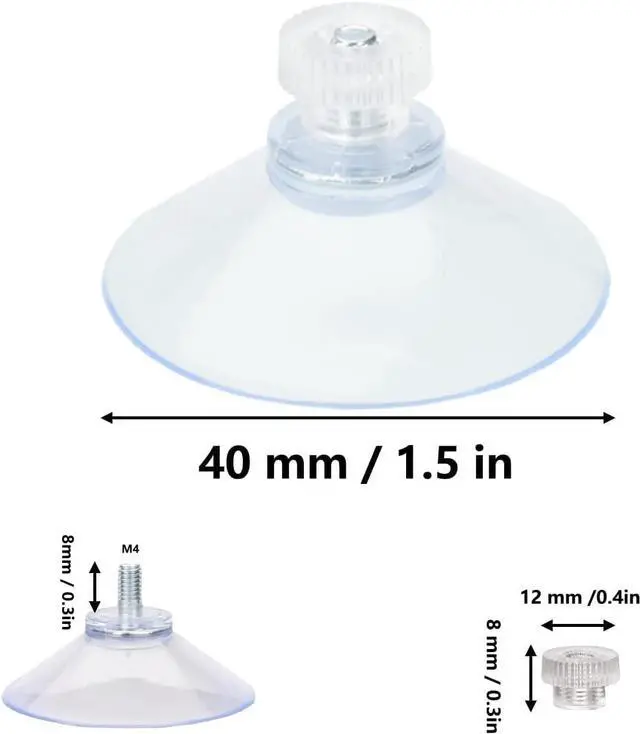 Alt view image 2 of 7 - AccEncyc 40 mm Glass Suction Pads Clear PVC Sucker Pads Suction Holder Without Hooks for Bathroom Wall Door Glass Window Car Shade (Clear, 12pcs)
