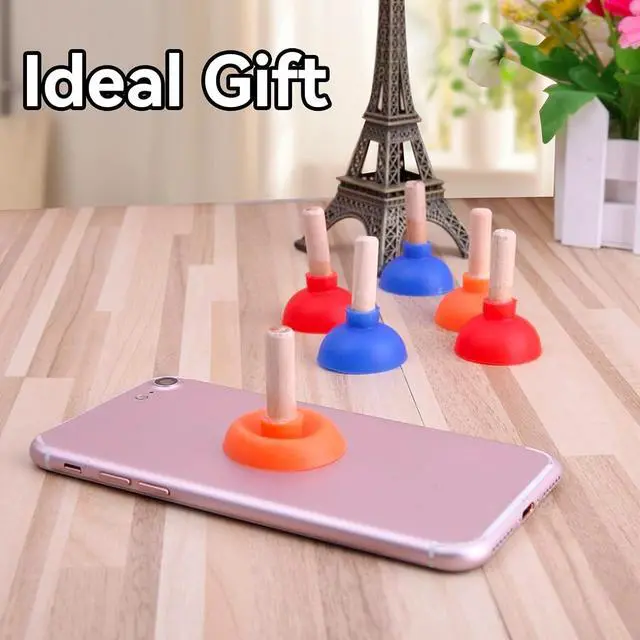 Alt view image 3 of 7 - EVKILKJS 6PCS Toilet Plunger Shape Phone Holder Mini Colorful Plunger Holder Sucker Stand for Supporting Cellphone, Moblie Phone