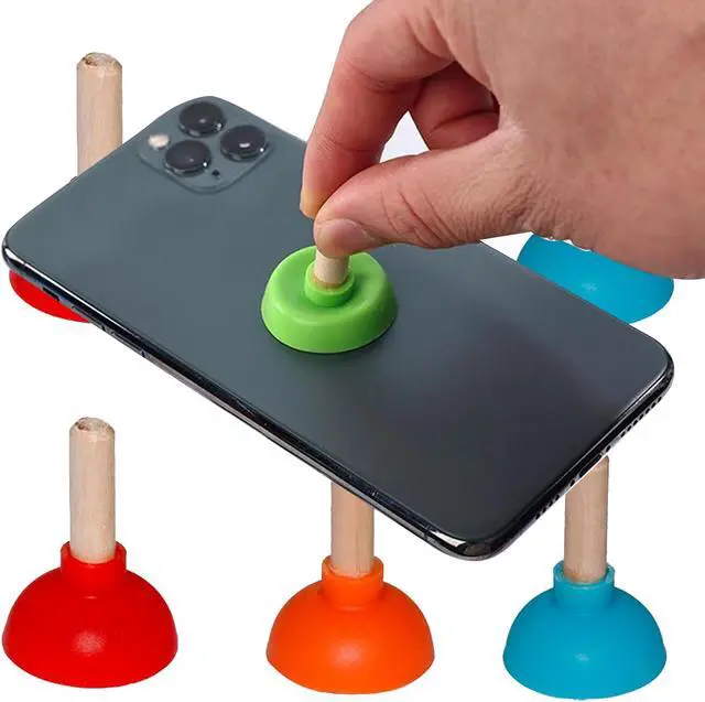 Alt view image 7 of 7 - EVKILKJS 6PCS Toilet Plunger Shape Phone Holder Mini Colorful Plunger Holder Sucker Stand for Supporting Cellphone, Moblie Phone