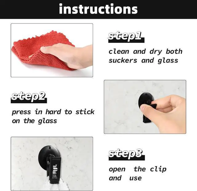 Alt view image 5 of 7 - 12packs Suction Cups with Clips for Shower Curtains, Windproof Guard Splash Clips for Wall, Hold Curtains Closed (Black)