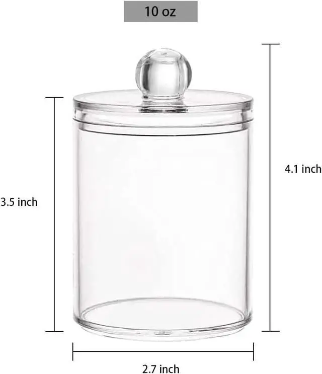 Alt view image 2 of 6 - DAPOWER 3 Pack Qtip Holder Storage Canister for Cotton Ball Cotton Swab | 10-Ounce Clear Plastic Apothecary Jar with Lid, Bathroom Makeup Organizer, Q Tip Holder, Floss Holder