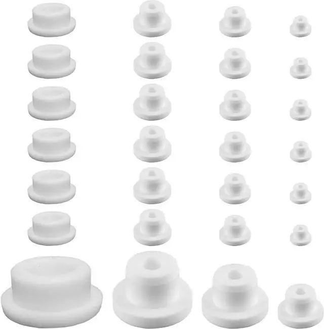 Main image of Bathtub Jet Covers 24 PCS Silicone Hole Plug Waterproof Tube Plugs White 4 Sizes Bathtub Plug Fit for 12mm 14mm 16mm 22-23mm Bathtub Hole
