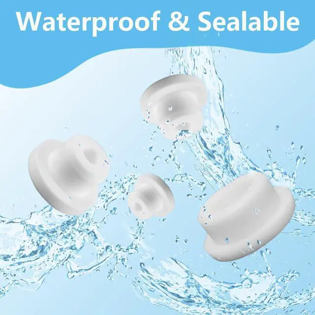 Alt view image 4 of 7 - Bathtub Jet Covers 24 PCS Silicone Hole Plug Waterproof Tube Plugs White 4 Sizes Bathtub Plug Fit for 12mm 14mm 16mm 22-23mm Bathtub Hole