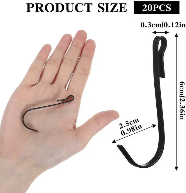 Alt view image 2 of 7 - 20 Pcs Shelf Hooks Grid Wall Hooks for Wire Shelving Accessories Stainless Steel J Hook for Hanging Sink Hanger for Kitchen Bedroom Office, Wire Hook Rack, Black