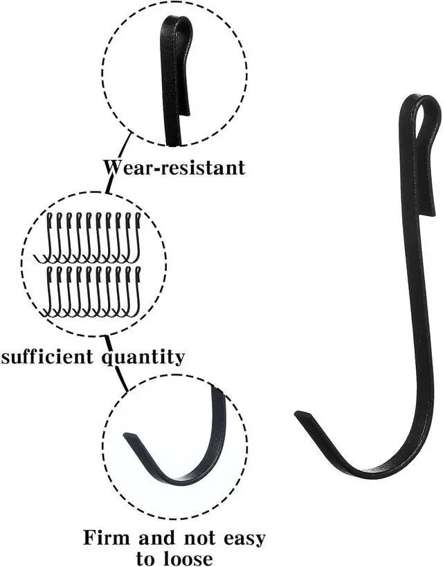 Alt view image 3 of 7 - 20 Pcs Shelf Hooks Grid Wall Hooks for Wire Shelving Accessories Stainless Steel J Hook for Hanging Sink Hanger for Kitchen Bedroom Office, Wire Hook Rack, Black