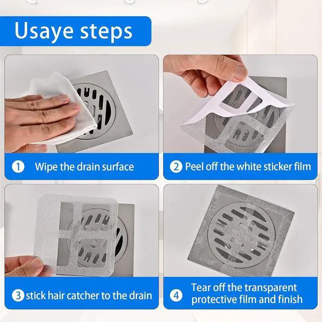 Alt view image 5 of 7 - 50Pcs Disposable Floor Drain Sticker, Shower Drain Hair Catcher, Hair Drain Catcher, Easy to Install, Suit Sewer Filter Screen, Bathroom, Bathtub, Kitchen, Sink Floor Stickers