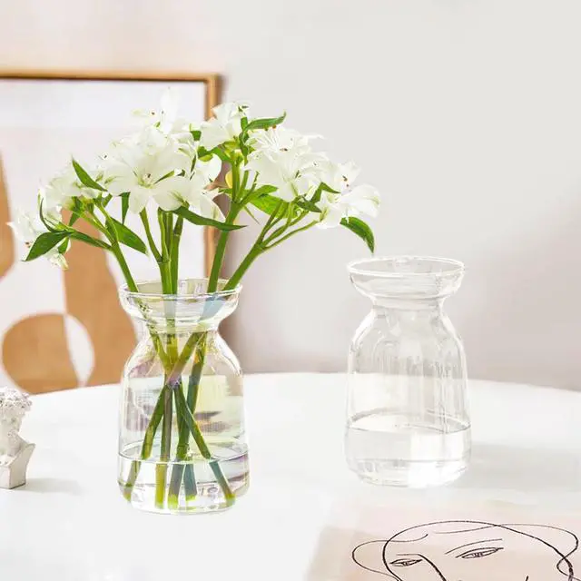 Alt view image 2 of 7 - Gute Glass Vases for Decor,Modern Clear Flower Vase Centerpiece,5.9in | Premium Glass,Sturdy Thickened Base,Smooth Polished Rim,Wide Opening,Tapered Neck Design,For Living Room Kitchen Office