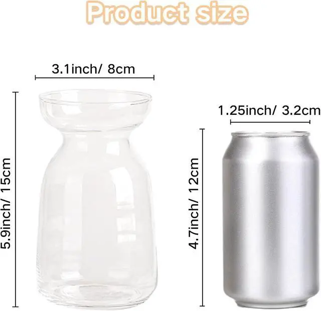 Alt view image 4 of 7 - Gute Glass Vases for Decor,Modern Clear Flower Vase Centerpiece,5.9in | Premium Glass,Sturdy Thickened Base,Smooth Polished Rim,Wide Opening,Tapered Neck Design,For Living Room Kitchen Office