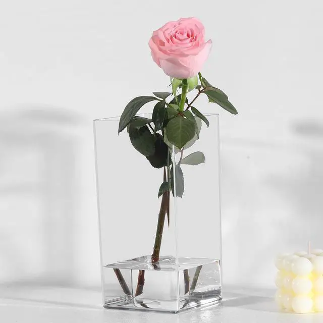 Alt view image 2 of 6 - Acrylic Cylinder Vase, Thick Vase, Non-Breakable Plastic, Decorative Centerpiece for Home or Wedding, 3.94"x7.87" Square - Clear