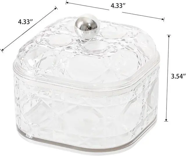 Alt view image 2 of 7 - FABROK 2 Pack Hair Accessories Organizer with Lid, Clear, Small | Plastic Bathroom Vanity Storage Canister Container, For Hair Ties, Beauty Supplies, Cotton Swabs, For Drawer, Cabinet