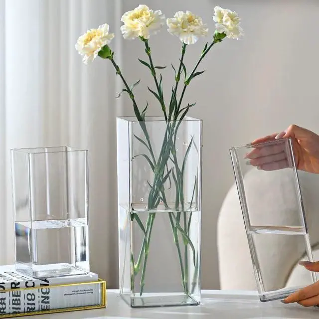 Alt view image 4 of 6 - Acrylic Cylinder Vase, Thick Vase, Non-Breakable Plastic, Decorative Centerpiece for Home or Wedding, 3.94"x7.87" Square - Clear