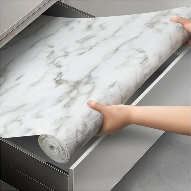 Main image of Viseeko Shelf and Drawer Liner for Kitchen Cabinet, Marble, 12in x 10ft | Non-Adhesive, Non-Slip Grip, Waterproof & Oil-Proof, Easy Cut, Washable, Reusable, Protects Shelves, Drawers & Cabinets
