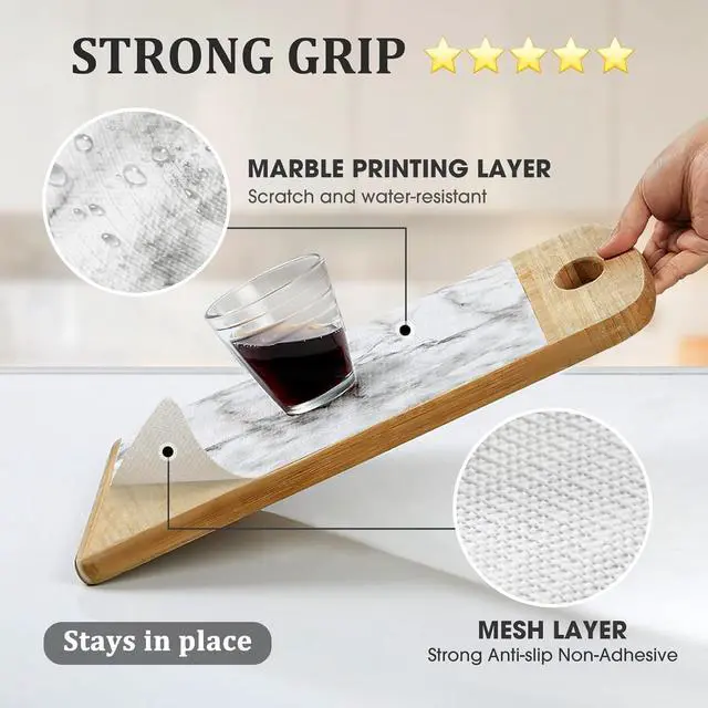 Alt view image 2 of 7 - Viseeko Shelf and Drawer Liner for Kitchen Cabinet, Marble, 12in x 10ft | Non-Adhesive, Non-Slip Grip, Waterproof & Oil-Proof, Easy Cut, Washable, Reusable, Protects Shelves, Drawers & Cabinets