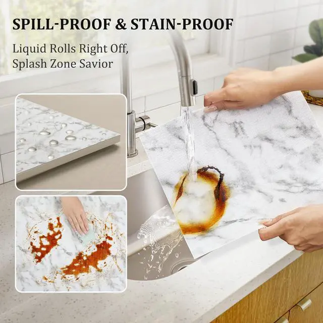 Alt view image 3 of 7 - Viseeko Shelf and Drawer Liner for Kitchen Cabinet, Marble, 12in x 10ft | Non-Adhesive, Non-Slip Grip, Waterproof & Oil-Proof, Easy Cut, Washable, Reusable, Protects Shelves, Drawers & Cabinets