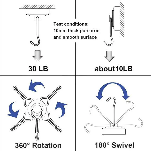 Alt view image 2 of 7 - E BAVITE Magnetic Hooks, 30lbs+ Magnet Hook 2026 Cruise Essentials | Heavy Duty Strong Magnets Refrigerator Fridge Hanging for Classroom Beach Vacation Kitchen Grills Home