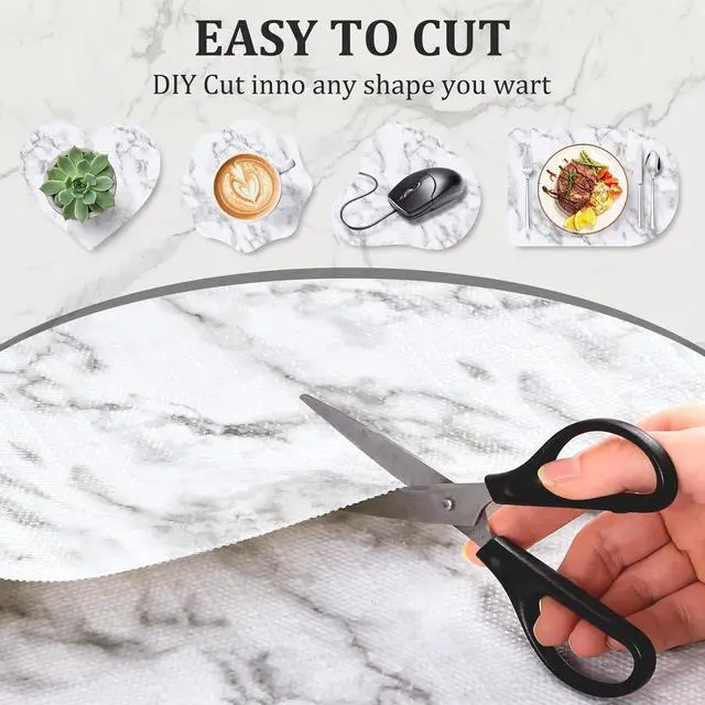 Alt view image 4 of 7 - Viseeko Shelf and Drawer Liner for Kitchen Cabinet, Marble, 12in x 10ft | Non-Adhesive, Non-Slip Grip, Waterproof & Oil-Proof, Easy Cut, Washable, Reusable, Protects Shelves, Drawers & Cabinets