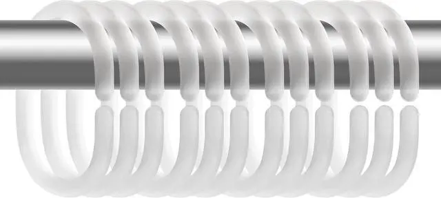 Main image of 12 C-Shaped Transparent Plastic Shower Curtain Rings Curtain Hooks for Bathroom, Shaped Shower Hooks for Shower Curtain,Grommets Top,Shower Hooks Rings Loops (12, Transparent)