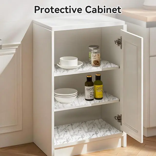 Alt view image 7 of 7 - Viseeko Shelf and Drawer Liner for Kitchen Cabinet, Marble, 12in x 10ft | Non-Adhesive, Non-Slip Grip, Waterproof & Oil-Proof, Easy Cut, Washable, Reusable, Protects Shelves, Drawers & Cabinets