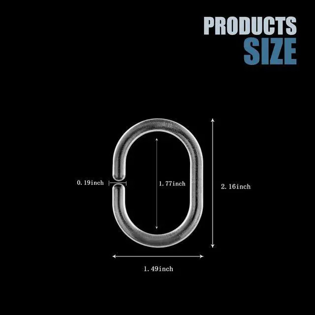 Alt view image 2 of 6 - 12 C-Shaped Transparent Plastic Shower Curtain Rings Curtain Hooks for Bathroom, Shaped Shower Hooks for Shower Curtain,Grommets Top,Shower Hooks Rings Loops (12, Transparent)