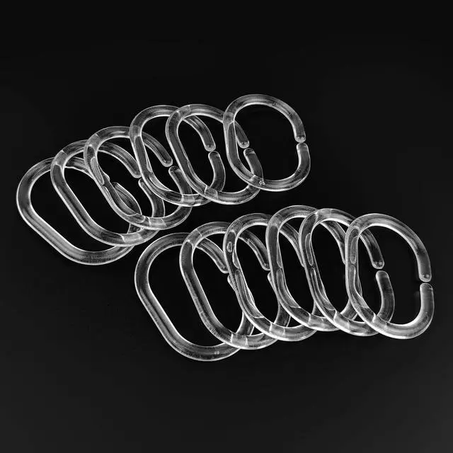 Alt view image 4 of 6 - 12 C-Shaped Transparent Plastic Shower Curtain Rings Curtain Hooks for Bathroom, Shaped Shower Hooks for Shower Curtain,Grommets Top,Shower Hooks Rings Loops (12, Transparent)