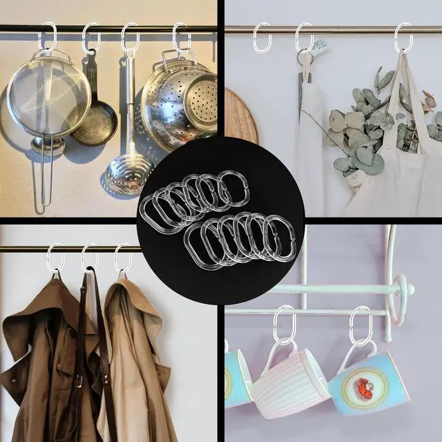 Alt view image 3 of 6 - 12 C-Shaped Transparent Plastic Shower Curtain Rings Curtain Hooks for Bathroom, Shaped Shower Hooks for Shower Curtain,Grommets Top,Shower Hooks Rings Loops (12, Transparent)