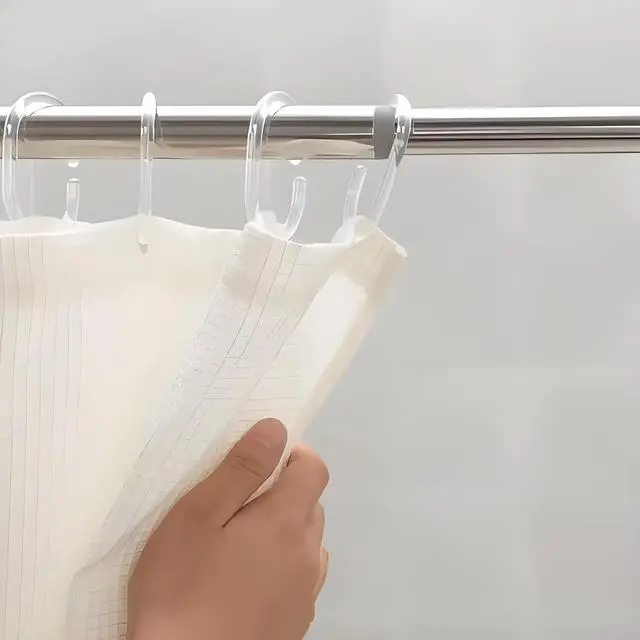 Alt view image 5 of 6 - 12 C-Shaped Transparent Plastic Shower Curtain Rings Curtain Hooks for Bathroom, Shaped Shower Hooks for Shower Curtain,Grommets Top,Shower Hooks Rings Loops (12, Transparent)