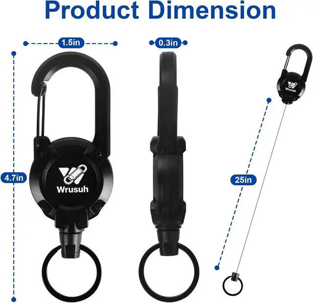 Alt view image 2 of 6 - Heavy Duty Retractable Keychain, Multitool Carabiner Badge Holder-Sturdy & Durable Design for Keys, ID Badges & Small Tools, Clip-On Belt/Camping Gear for Work, Travel, Warehouse & Outdoor Use