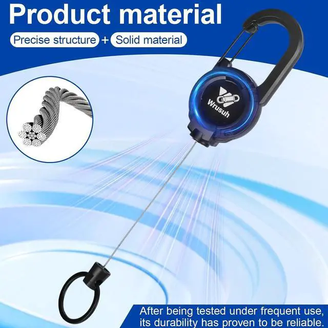 Alt view image 3 of 6 - Heavy Duty Retractable Keychain, Multitool Carabiner Badge Holder-Sturdy & Durable Design for Keys, ID Badges & Small Tools, Clip-On Belt/Camping Gear for Work, Travel, Warehouse & Outdoor Use