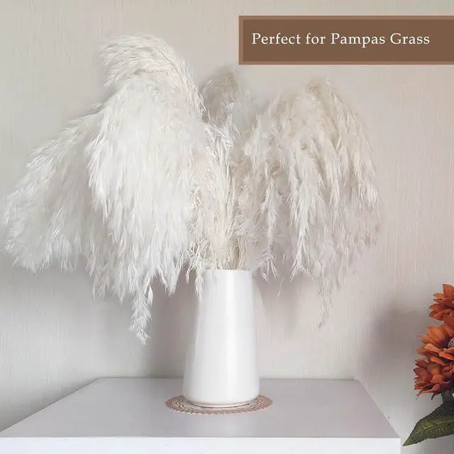 Alt view image 5 of 7 - Simple Boho Ceramic Flower Vase for Home Decor (Bright White,Small) | 6'' Modern Vase for Flower Plant Pampas Grass, Fit for Table Shelf Centerpieces, Living Room Kitchen Bedroom Wedding Gift